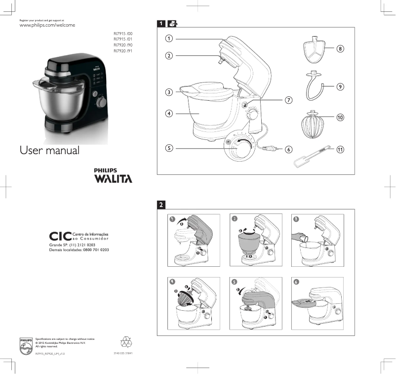 Page n°1 - Manuel utilisateur Philips Walita Viva Collection RI7920
