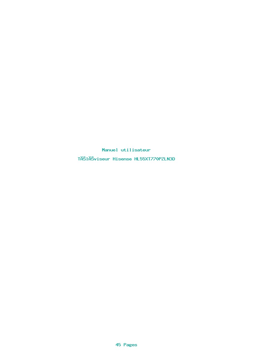 Page 1 de la notice Manuel utilisateur Hisense HL55XT770PZLN3D