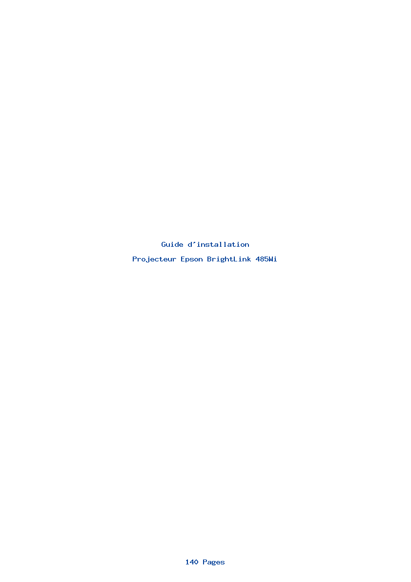 Page 1 de la notice Guide d'installation Epson BrightLink 485Wi
