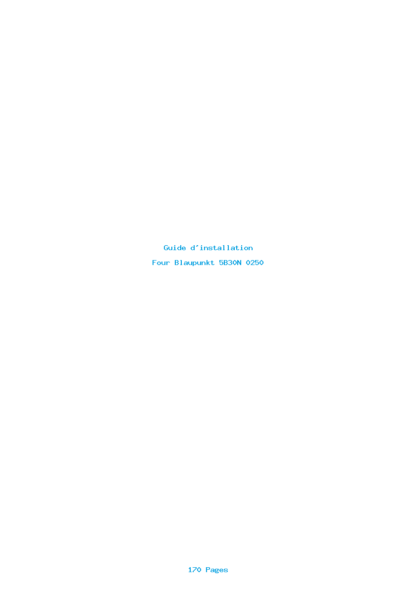 Page 1 de la notice Guide d'installation Blaupunkt 5B30N 0250