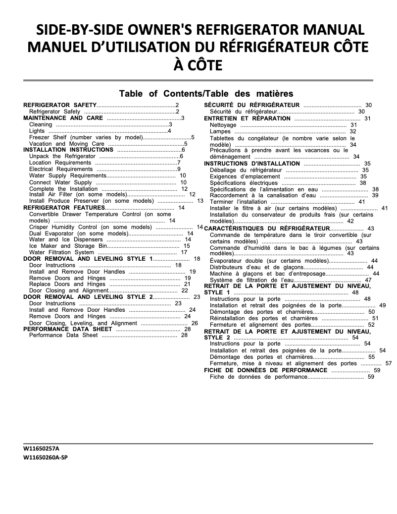 Page 1 of the manual User Manual Whirlpool WRS315SNHB
