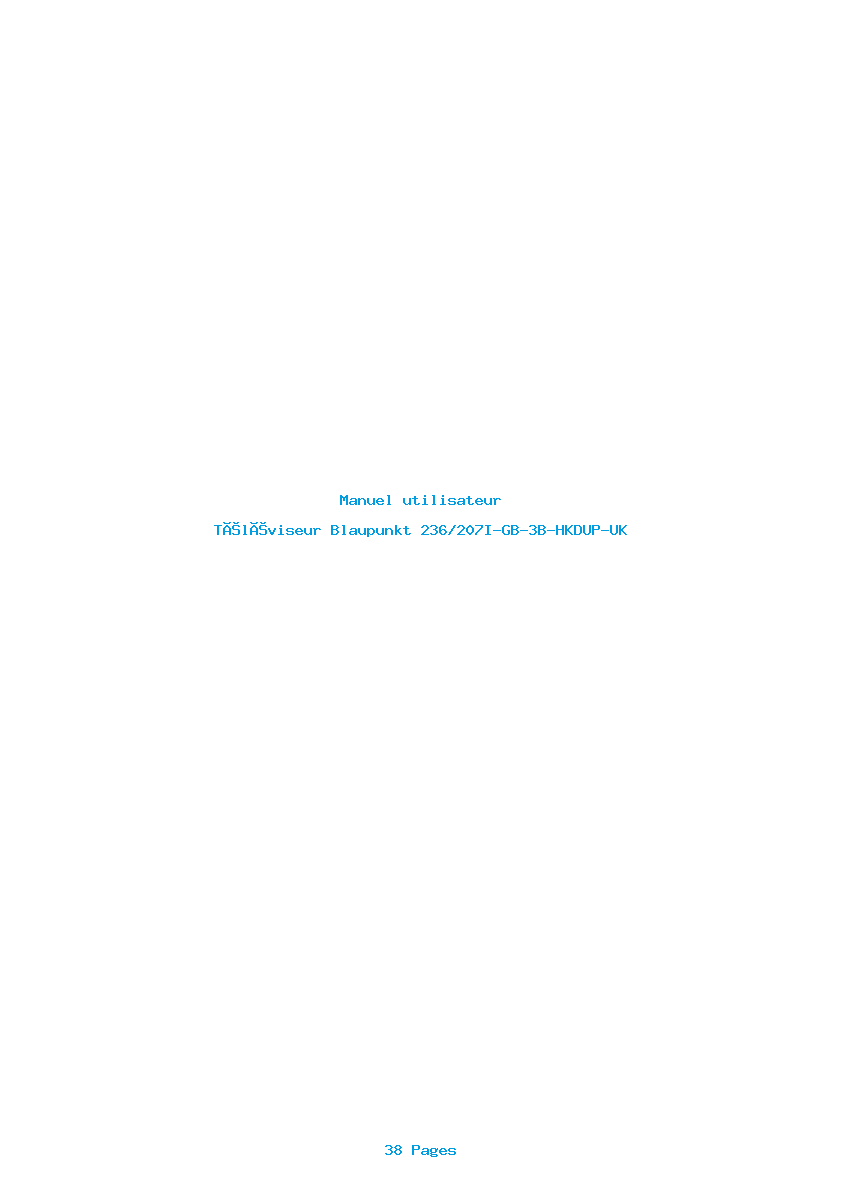 Page 1 de la notice Manuel utilisateur Blaupunkt 236/207I-GB-3B-HKDUP-UK