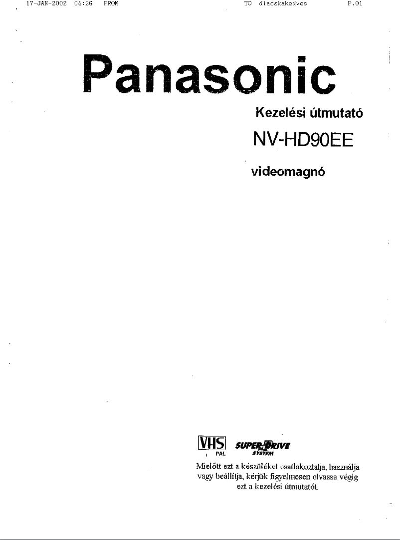 Página 1 del manual Manual de usuario Panasonic NV-HD90EE