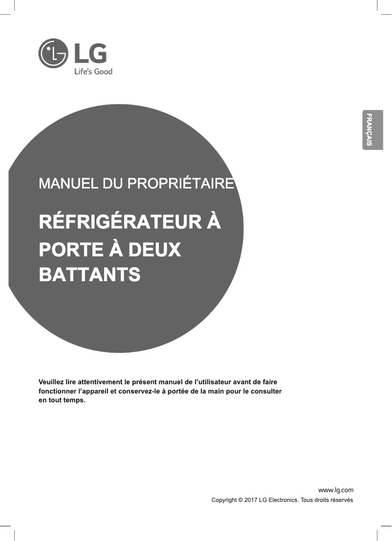 Page 1 de la notice Manuel utilisateur LG LFXS30766D