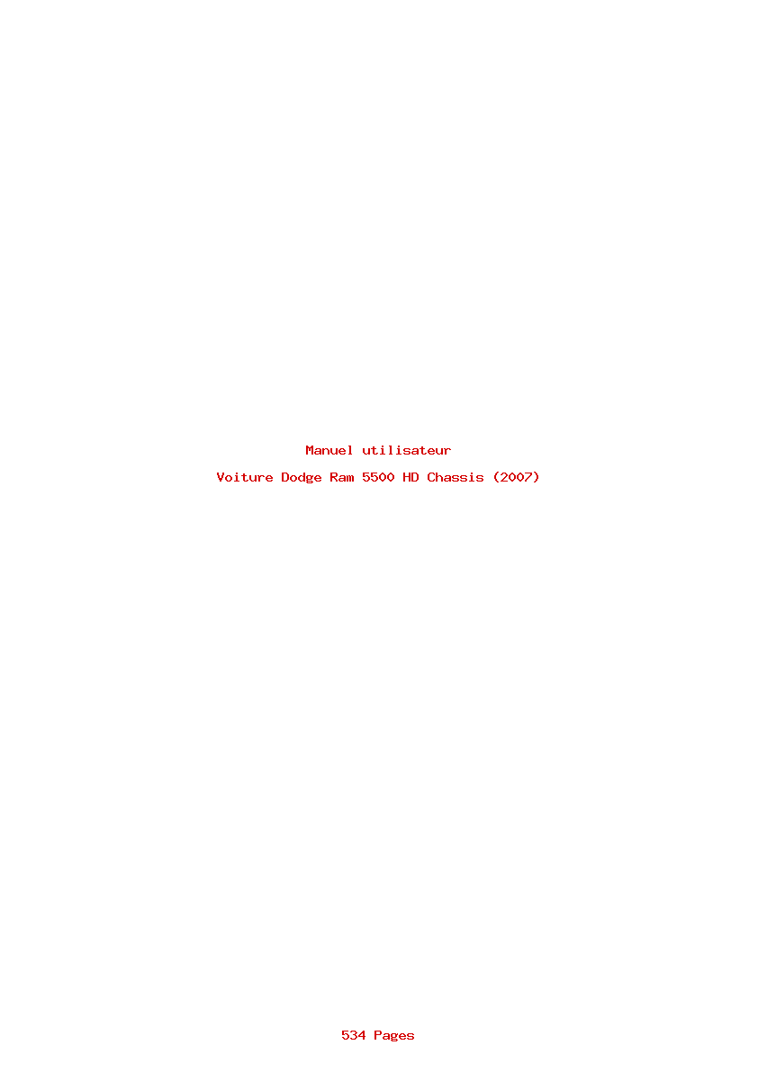 Page 1 de la notice Manuel utilisateur Dodge Ram 5500 HD Chassis (2007)