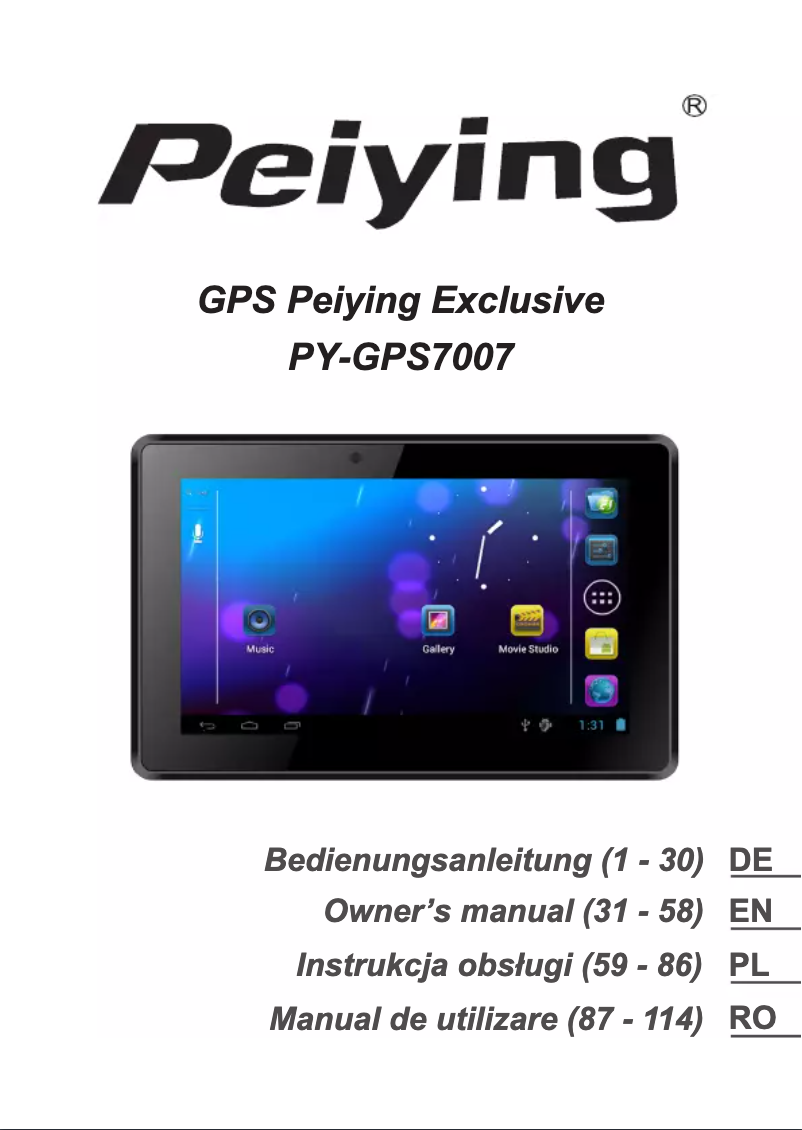 Page 1 de la notice Manuel utilisateur Peiying PY-GPS7007