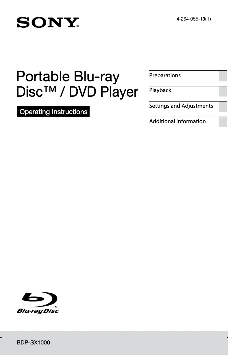 Page 1 de la notice Manuel utilisateur Sony BDP-SX1000