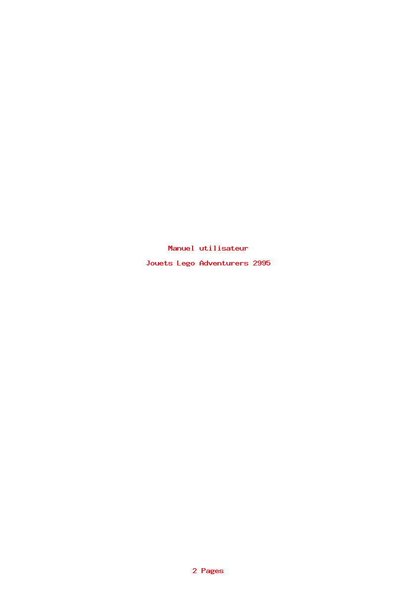 Page 1 de la notice Manuel utilisateur Lego Adventurers 2995