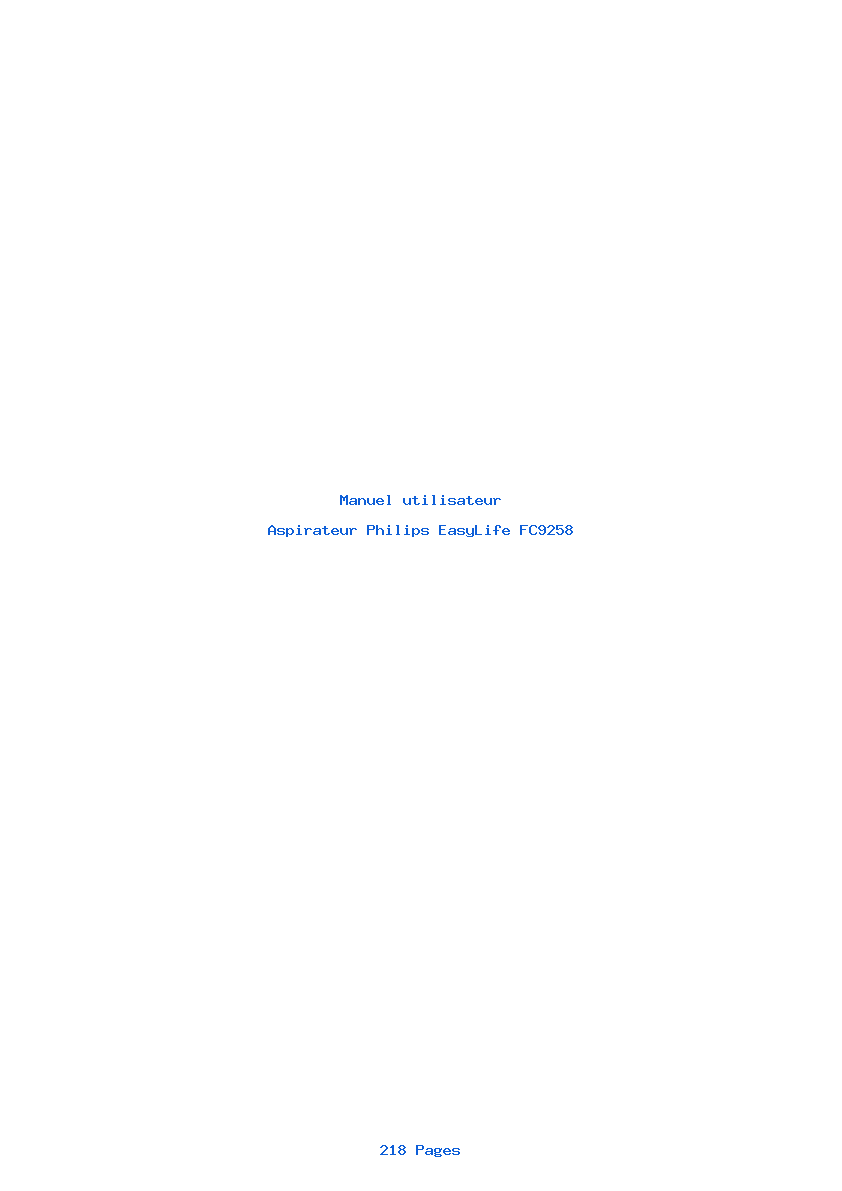Page 1 de la notice Manuel utilisateur Philips EasyLife FC9258