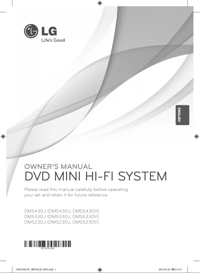 Page 1 de la notice Manuel utilisateur LG DM5230J