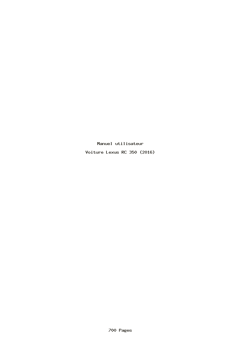 Page 1 de la notice Manuel utilisateur Lexus RC 350 (2016)