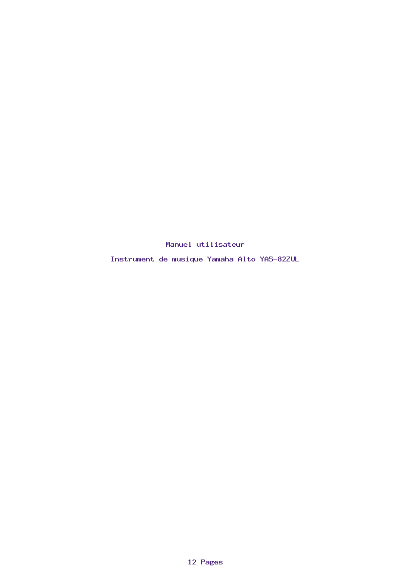 Page 1 de la notice Manuel utilisateur Yamaha Alto YAS-82ZUL