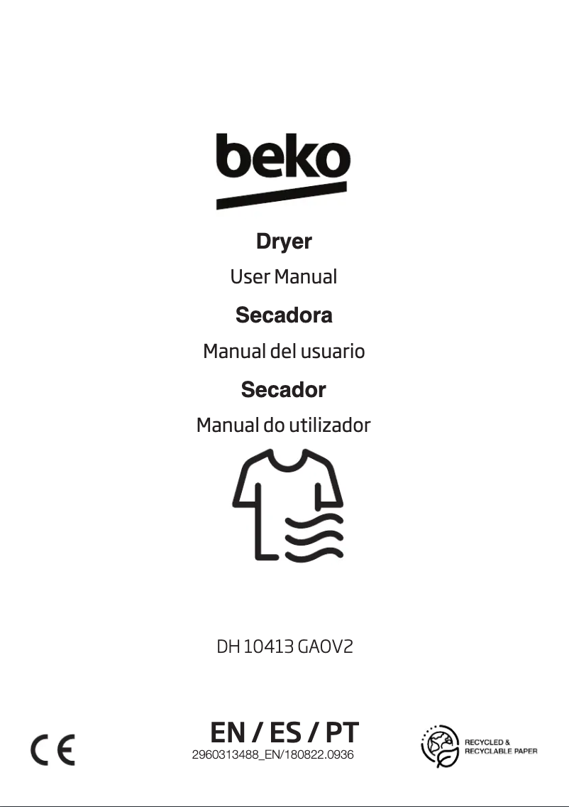 Page 1 de la notice Manuel utilisateur Beko DH 10413 GAOV2