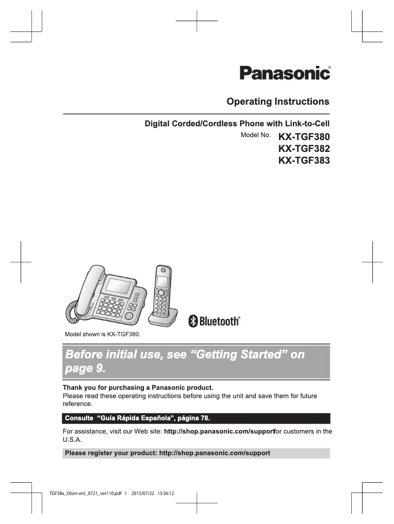 Página 1 del manual Manual de usuario Panasonic KX-TGF380M