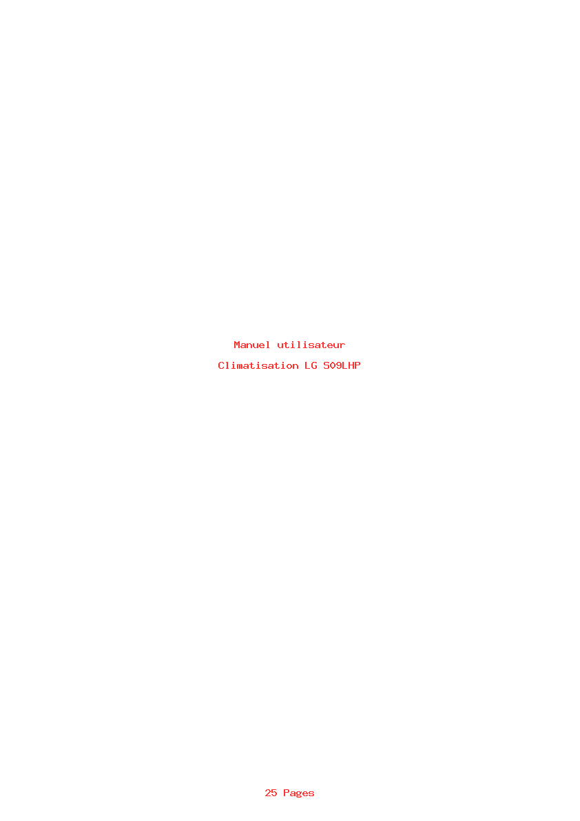 Page 1 de la notice Manuel utilisateur LG S09LHP