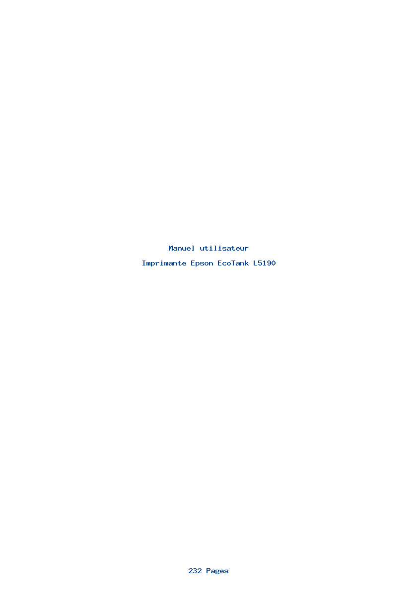 Page 1 de la notice Manuel utilisateur Epson EcoTank L5190