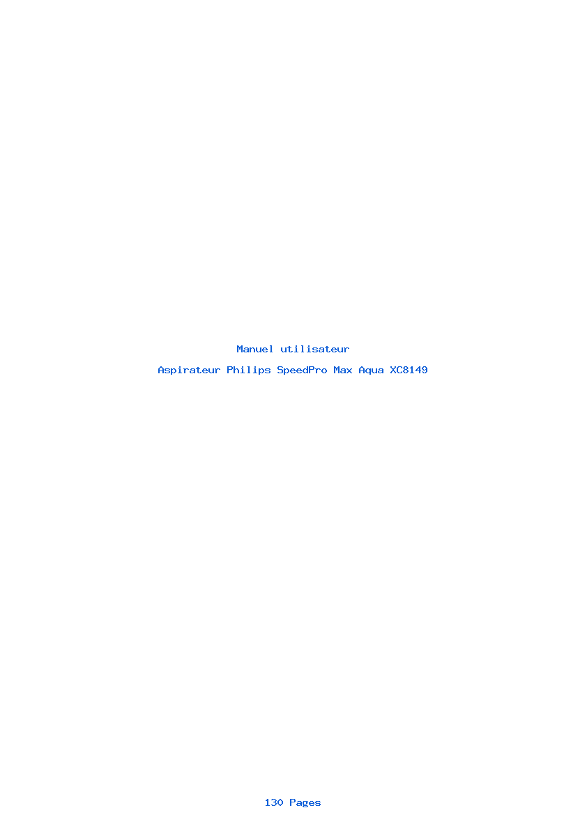Page 1 de la notice Manuel utilisateur Philips SpeedPro Max Aqua XC8149