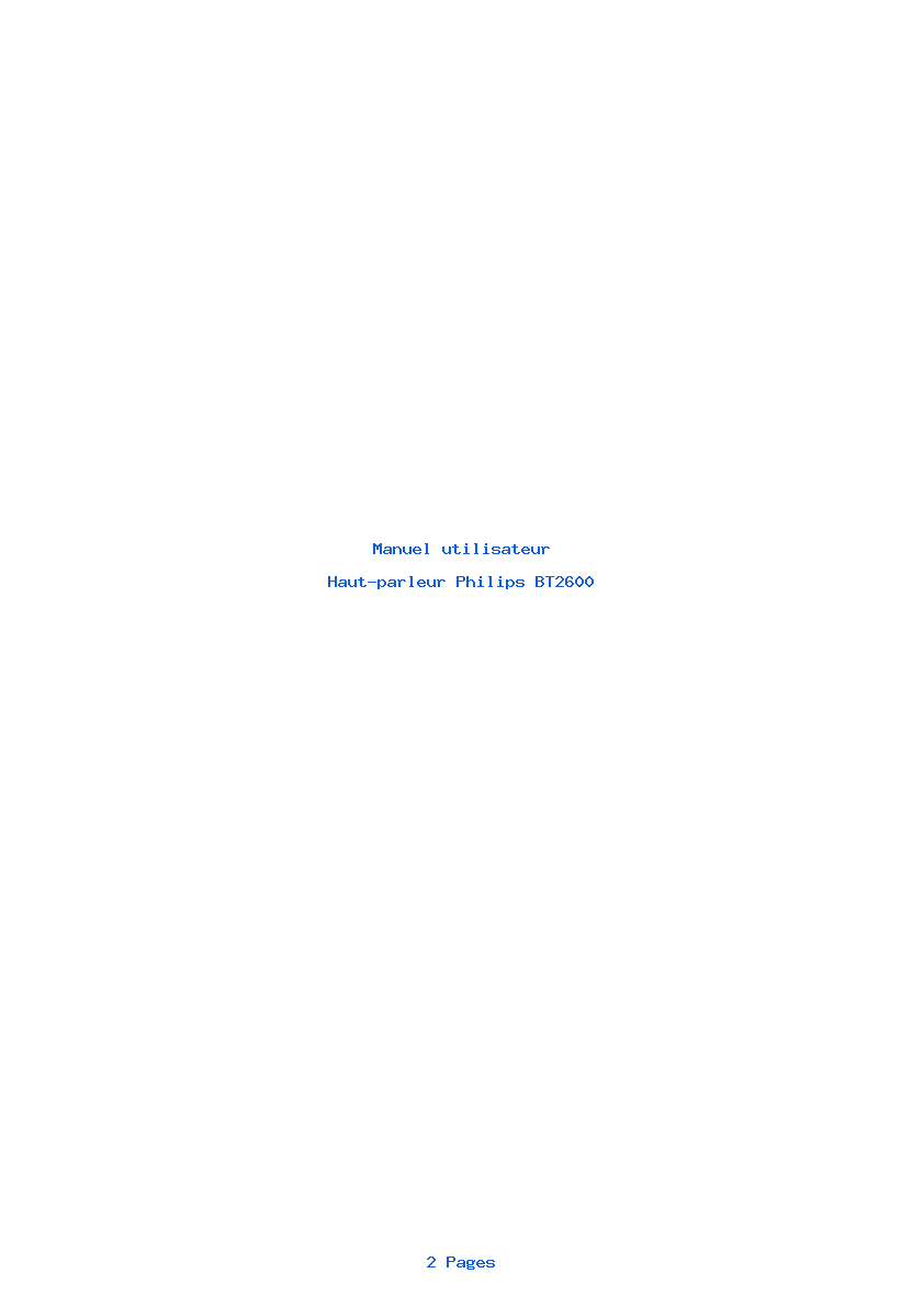Page 1 de la notice Manuel utilisateur Philips BT2600