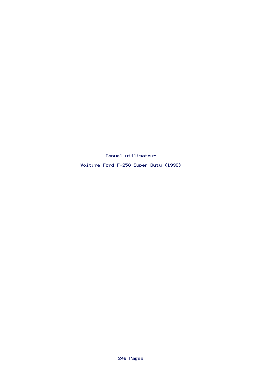 Page 1 de la notice Manuel utilisateur Ford F-250 Super Duty (1999)