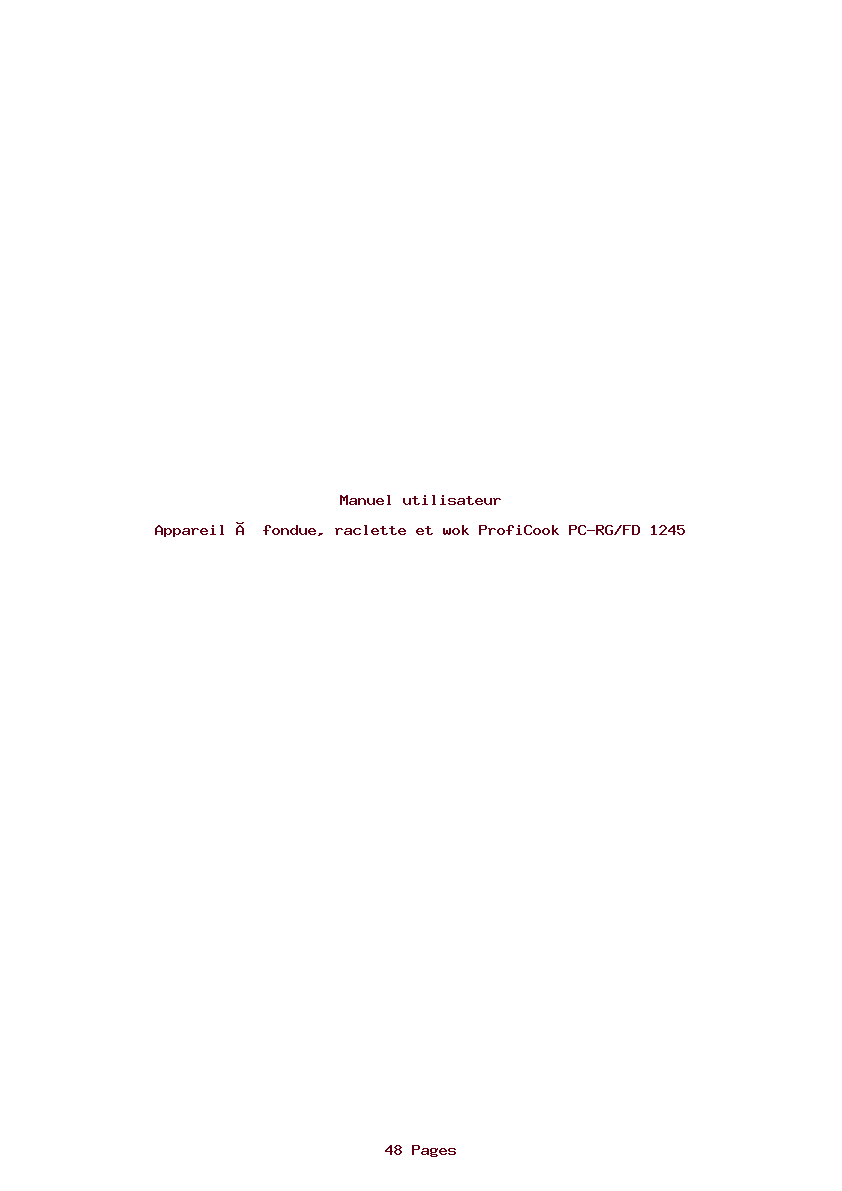 Page 1 de la notice Manuel utilisateur ProfiCook PC-RG/FD 1245