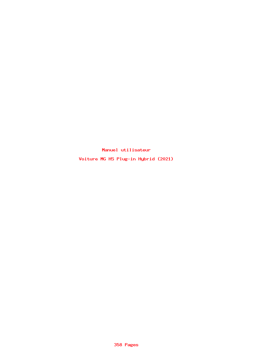 Page 1 de la notice Manuel utilisateur MG HS Plug-in Hybrid (2021)