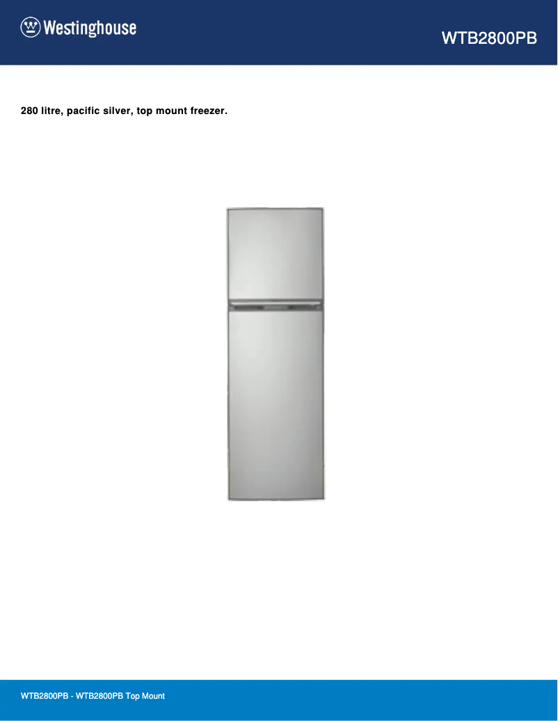 Page 1 de la notice Fiche technique Westinghouse WTB2800PB