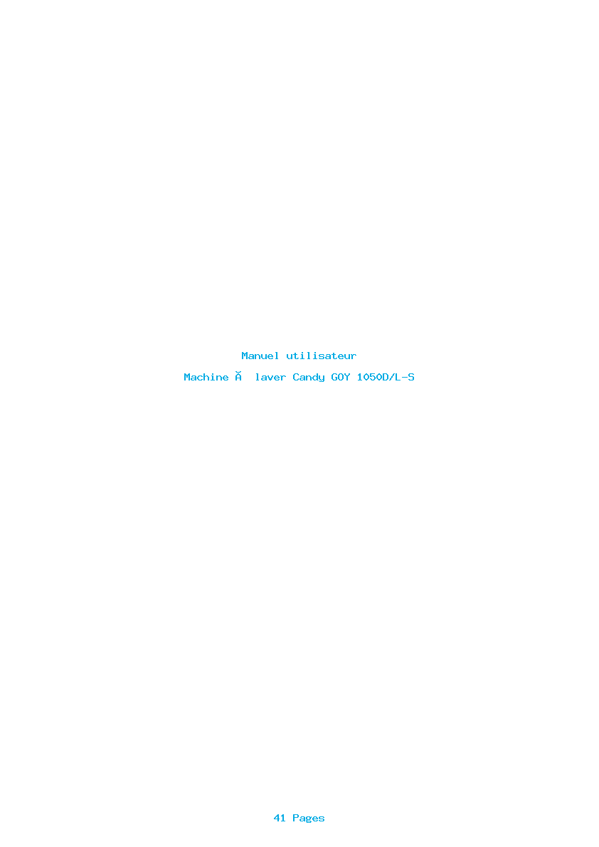 Page 1 de la notice Manuel utilisateur Candy GOY 1050D/L-S