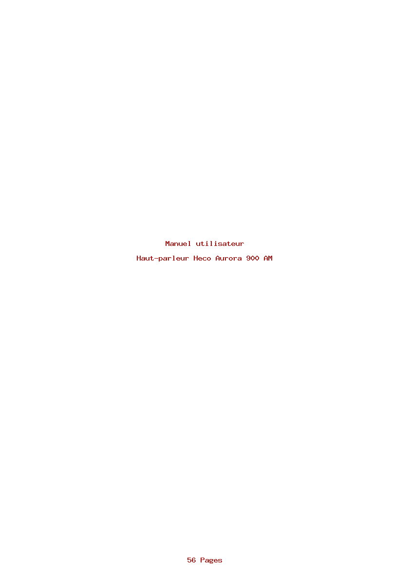 Page 1 de la notice Manuel utilisateur Heco Aurora 900 AM