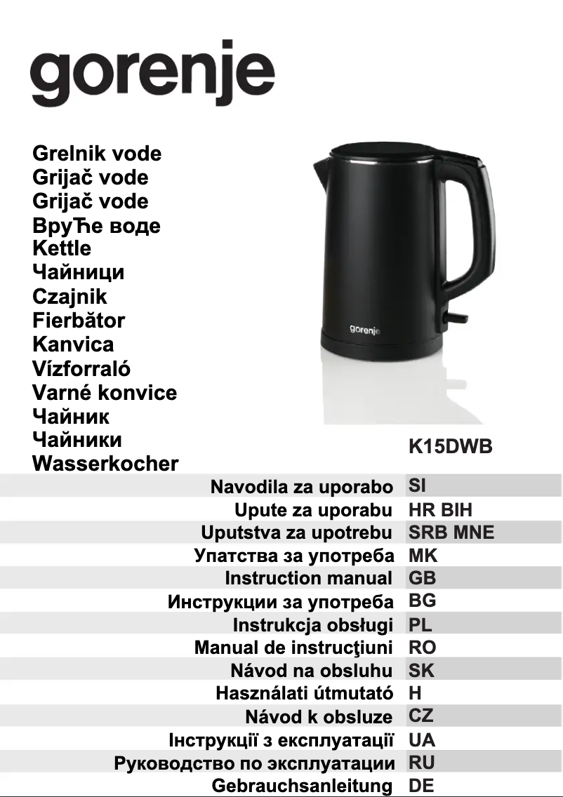 Page n°1 - Manuel utilisateur Gorenje K15DDW