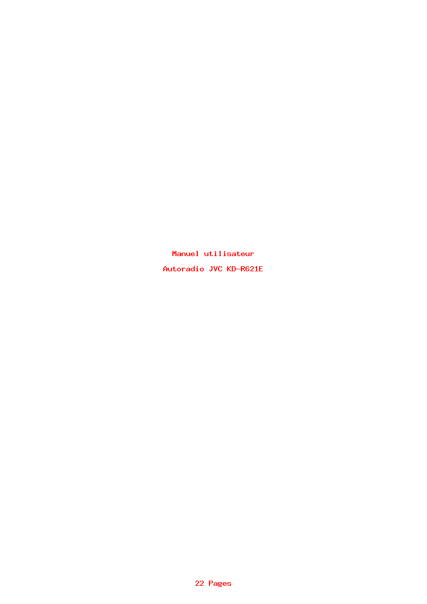 Page 1 de la notice Manuel utilisateur JVC KD-R621E
