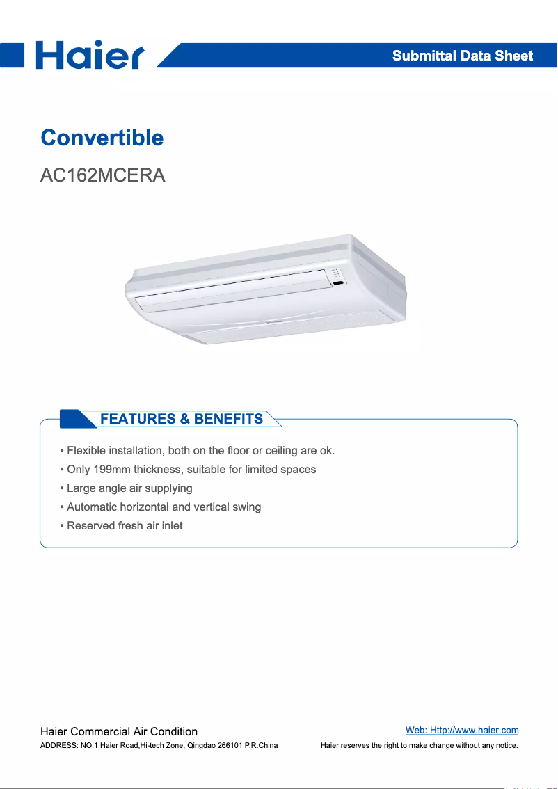 Página 1 del manual Manual de usuario Haier AC162MCERA