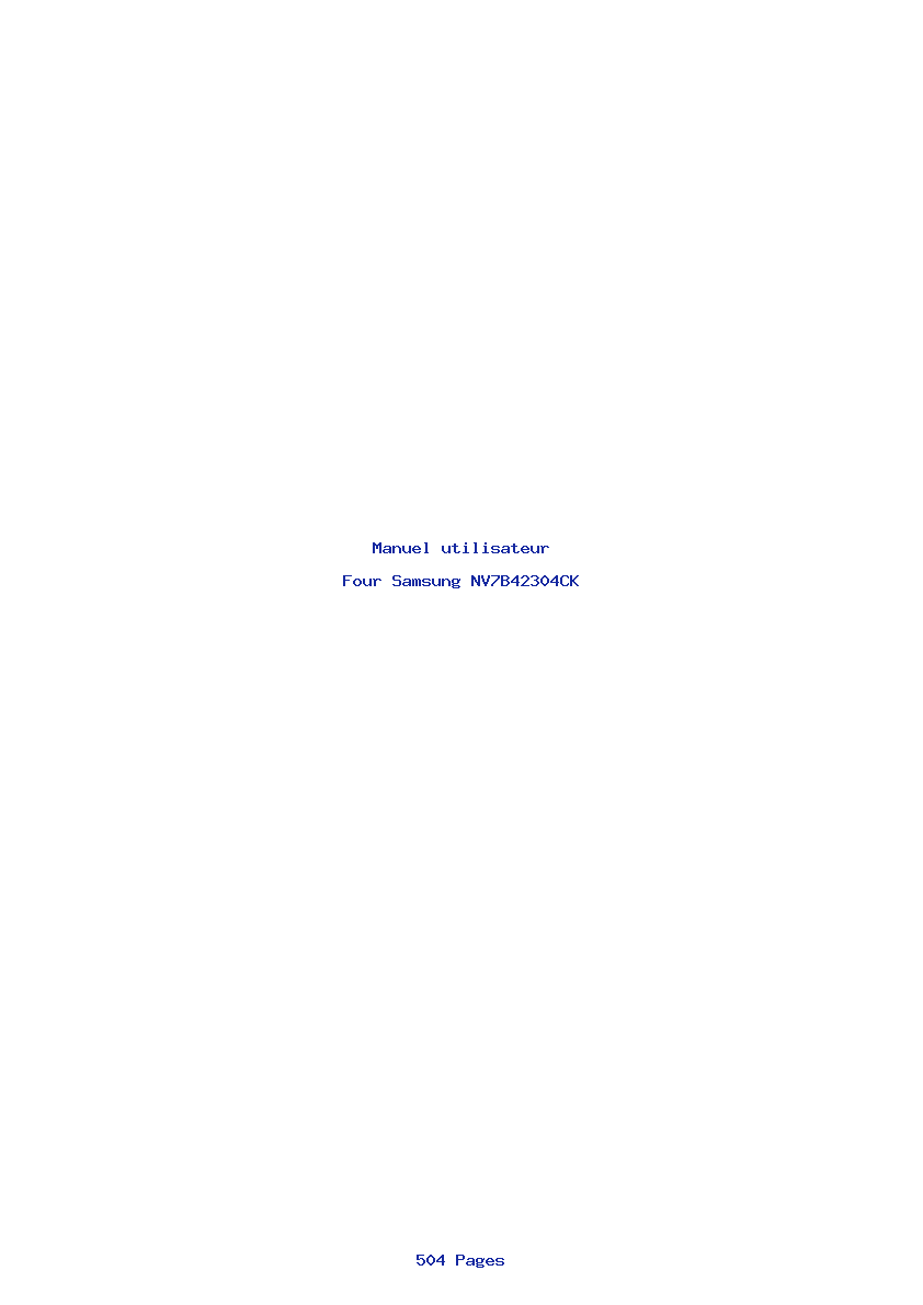 Page 1 de la notice Manuel utilisateur Samsung NV7B42304CK