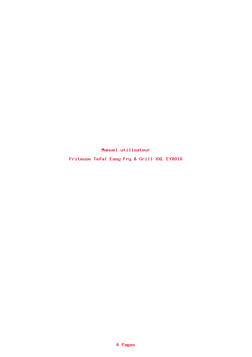 Page 1 de la notice Manuel utilisateur Tefal Easy Fry & Grill XXL EY8018