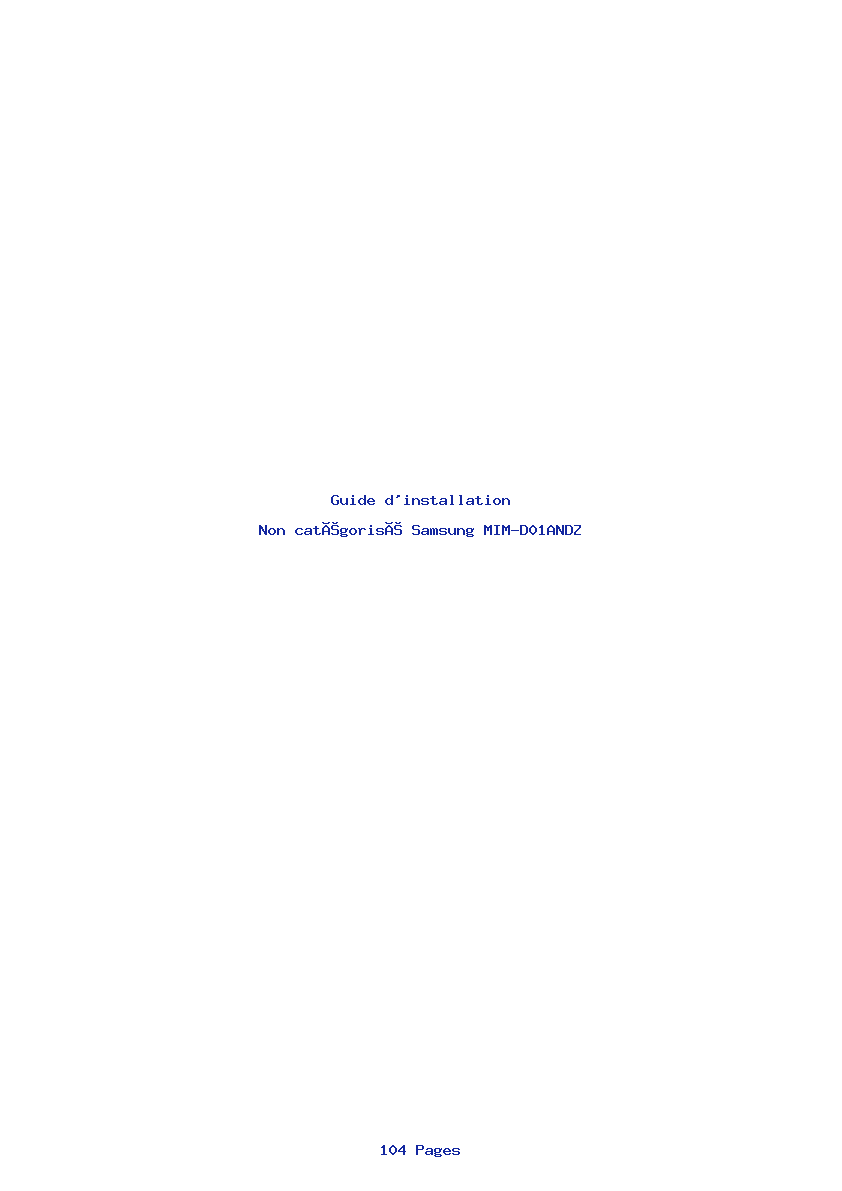 Page 1 de la notice Guide d'installation Samsung MIM-D01ANDZ