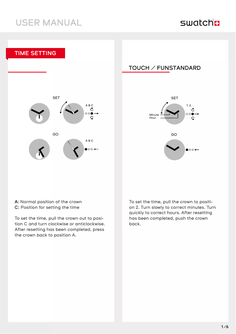 Page 1 de la notice Manuel utilisateur Swatch Matita SUOB726