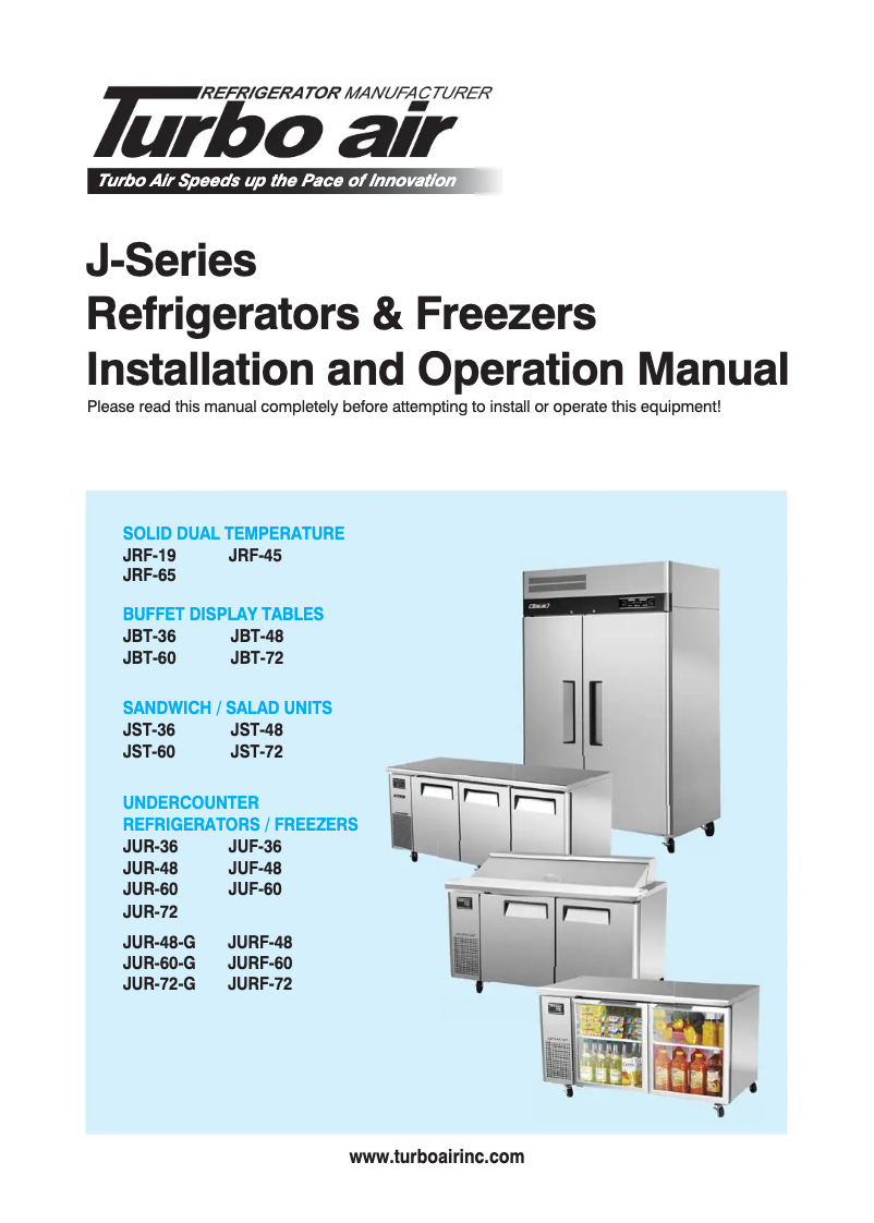 Página 1 del manual Manual de usuario Turbo air JUF-48S-N