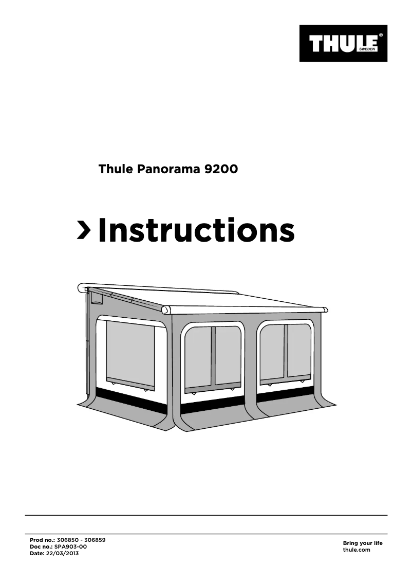 Page 1 de la notice Manuel utilisateur Thule Panorama 9200