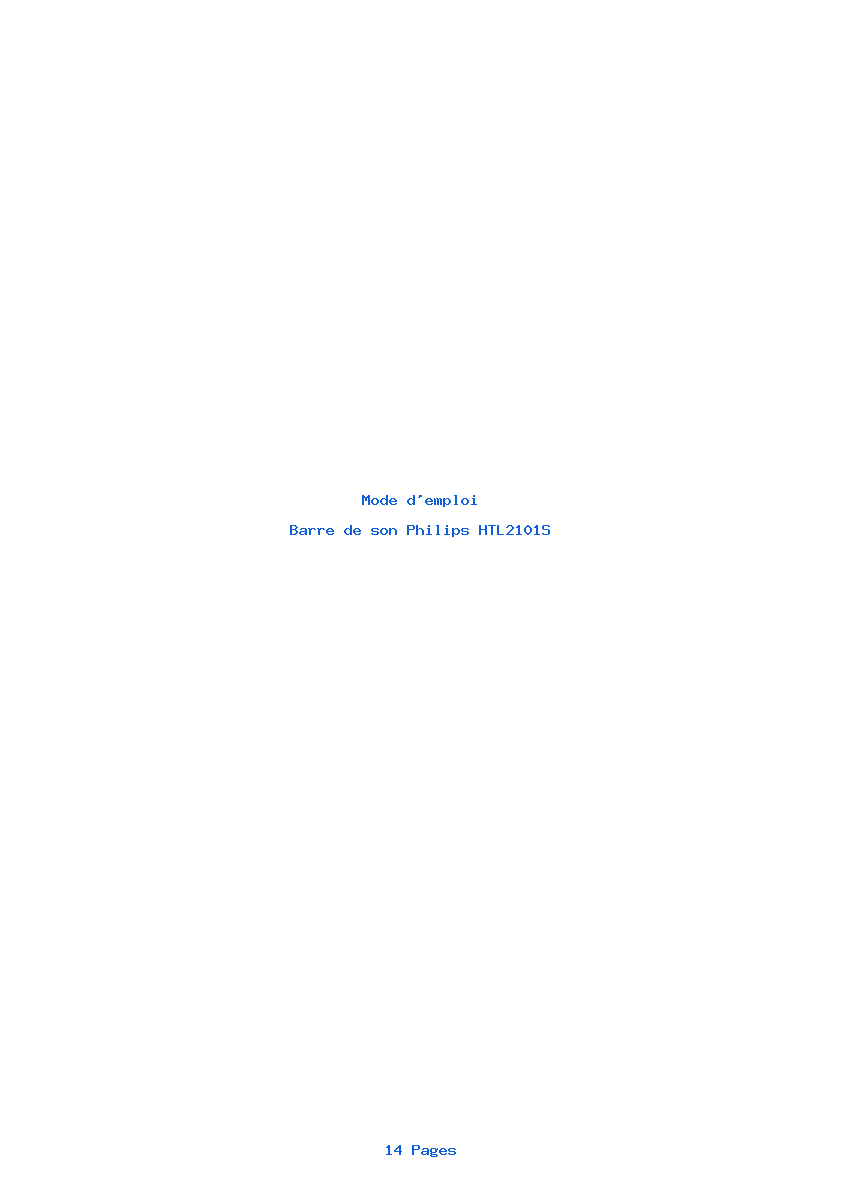 Page 1 de la notice Mode d'emploi Philips HTL2101S