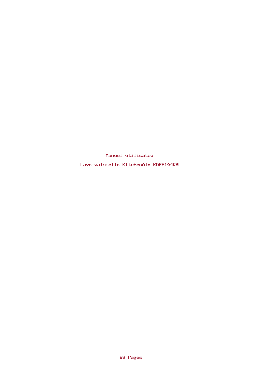 Page 1 de la notice Manuel utilisateur KitchenAid KDFE104KBL