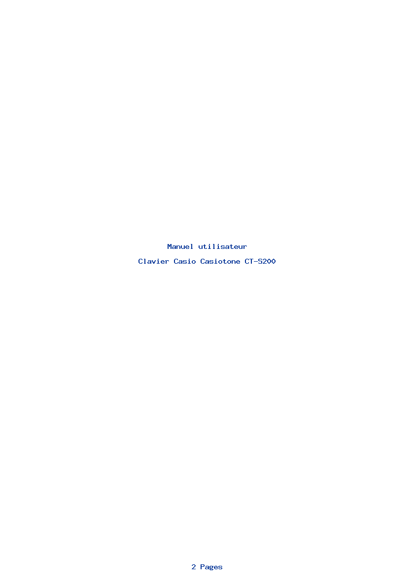 Page 1 de la notice Manuel utilisateur Casio Casiotone CT-S200
