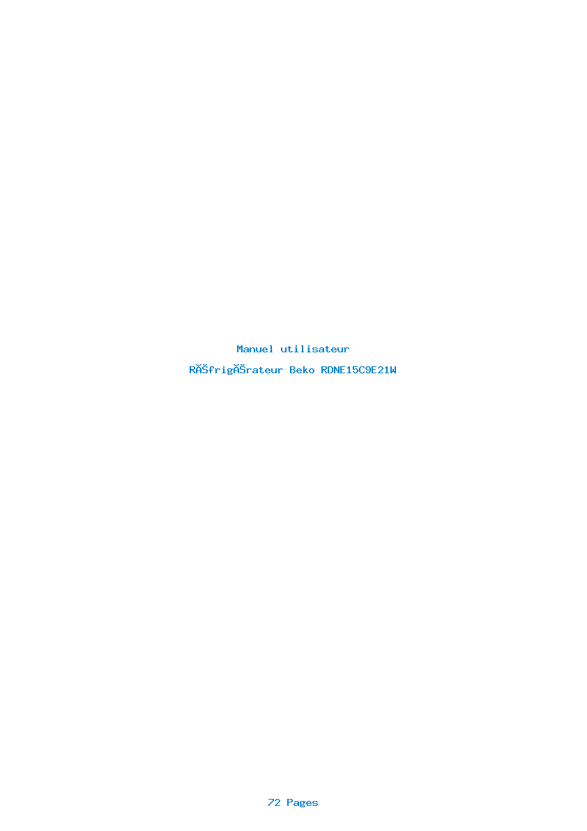 Page 1 de la notice Manuel utilisateur Beko RDNE15C9E21W