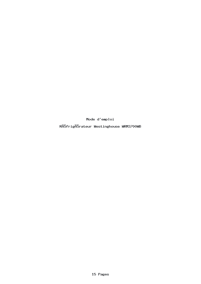Page 1 de la notice Mode d'emploi Westinghouse WRM3700WB