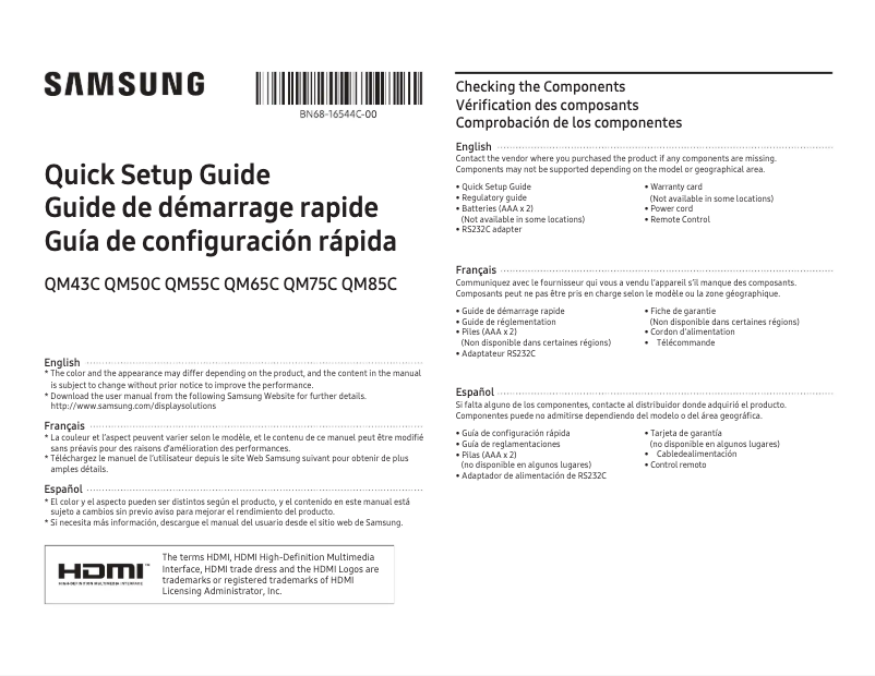 Página 1 del manual Manual de usuario Samsung QM55C