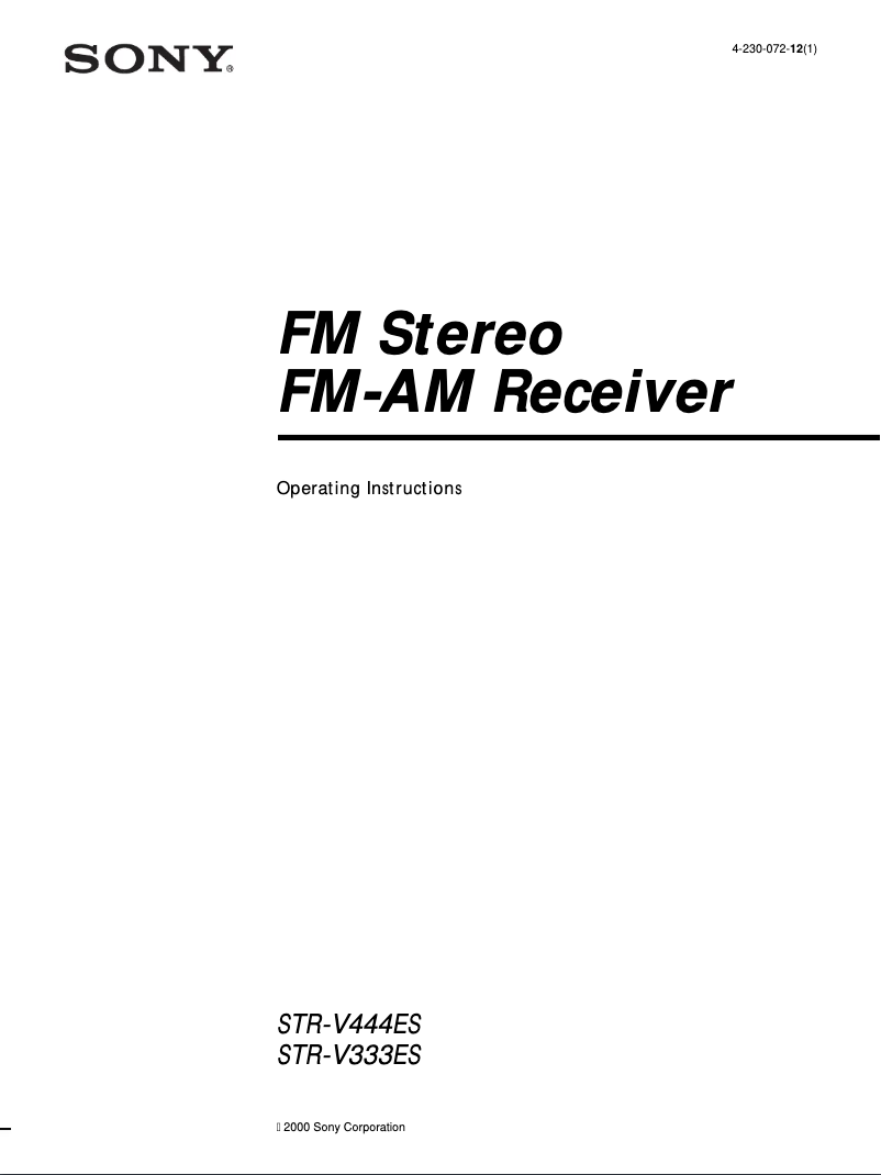 Page 1 de la notice Manuel utilisateur Sony STR-V333ES