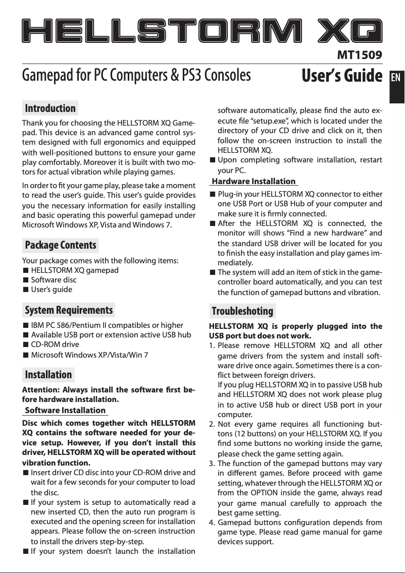 Página 1 del manual Manual de usuario Mediatech MT1509