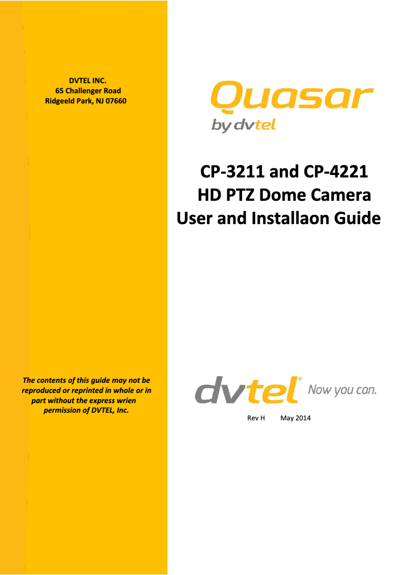 Page 1 de la notice Manuel utilisateur FLIR Quasar CP-4221-300