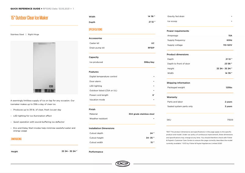 Page 1 de la notice Manuel utilisateur DCS RF15IR2