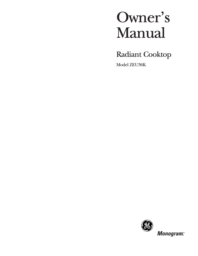 Page 1 of the manual Use and Maintenance Manual GE ZEU36KSKSS