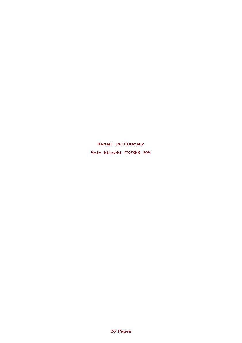 Page 1 de la notice Manuel utilisateur Hitachi CS33EB 30S