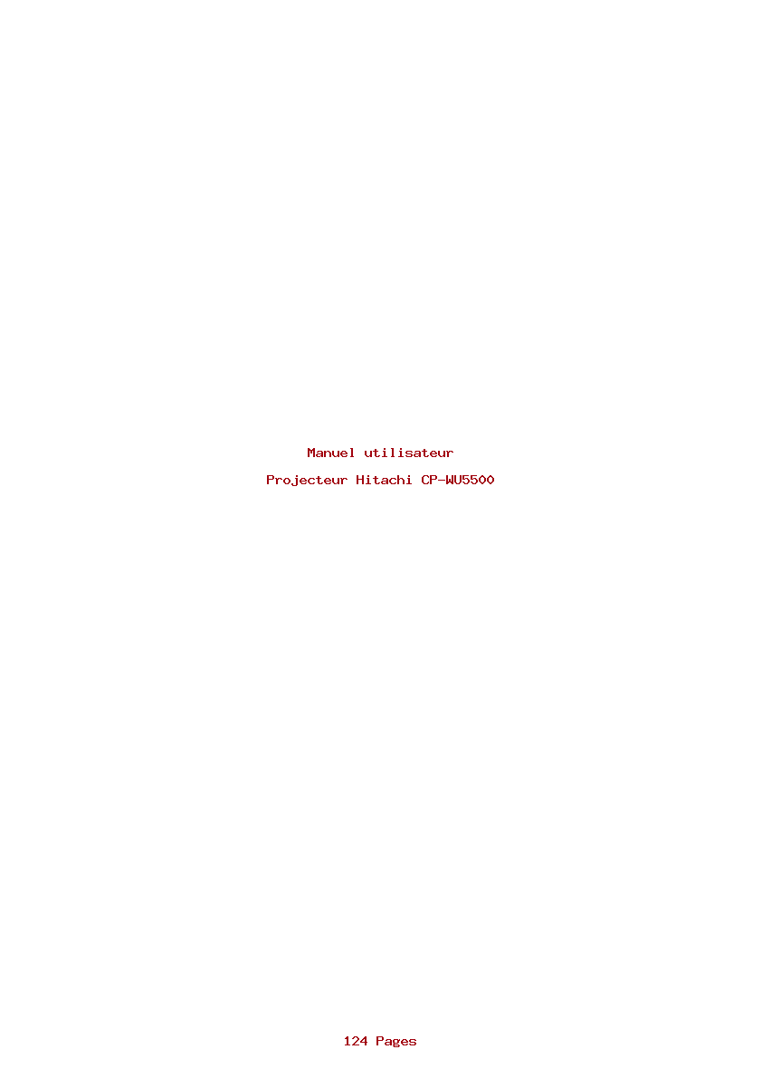 Page 1 de la notice Manuel utilisateur Hitachi CP-WU5500